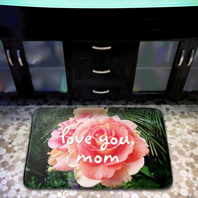 Alfombrilla De Baño Love You Mom Cita Fotografía Rosa Rosa Rosa Modern (Subido por el creador)