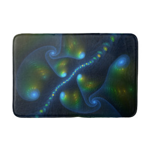 Alfombrilla De Baño Luces de fantasía Resumen Fractal amarillo verde a