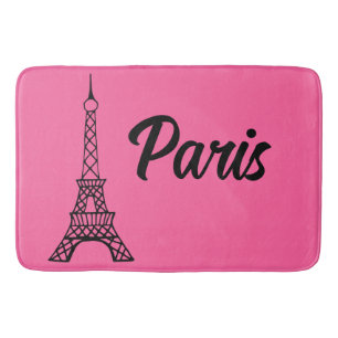 Alfombrilla De Baño Luminoso rosa París Torre Eiffel Bath Mat Rug