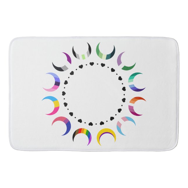 Alfombrilla De Baño Luna de Orgullo Creciente y Corazón Negro (Anverso)