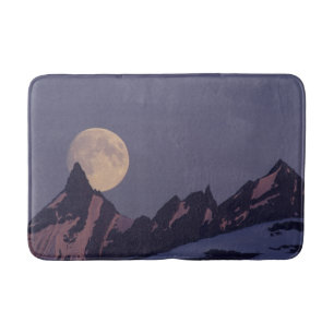 Alfombrilla De Baño Luna Llena se Eleva Montañas Chugach Alaska