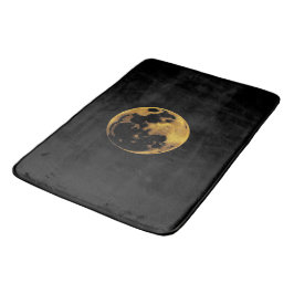 Alfombrilla De Baño Luna texturizada dorada sobre negro oscuro