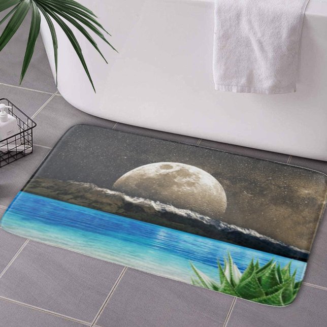 Alfombrilla De Baño Luna Y Playa (Moon And Beach Bath Mat by Looly Elzayat
)