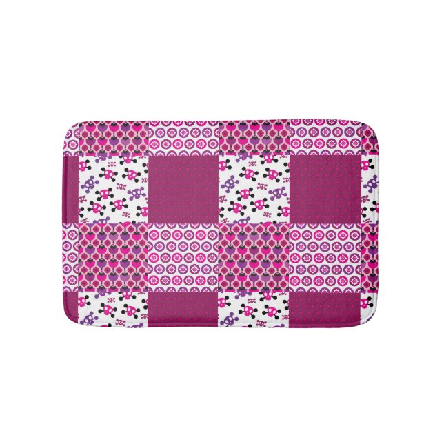 Alfombrilla De Baño Lunar retro del cráneo de la flor (Anverso)