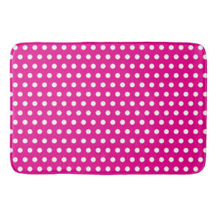 Alfombrilla De Baño Lunares Blancos Negritas en Rosa Caliente