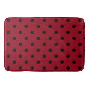 Alfombrilla De Baño Lunares negros modernos en rojo