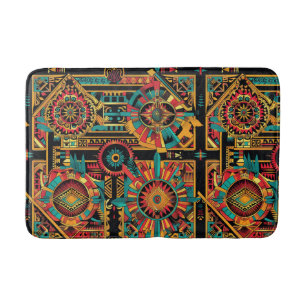 Alfombrilla De Baño Lush Cyan "Aztec Dream" Comfort Bath Mat