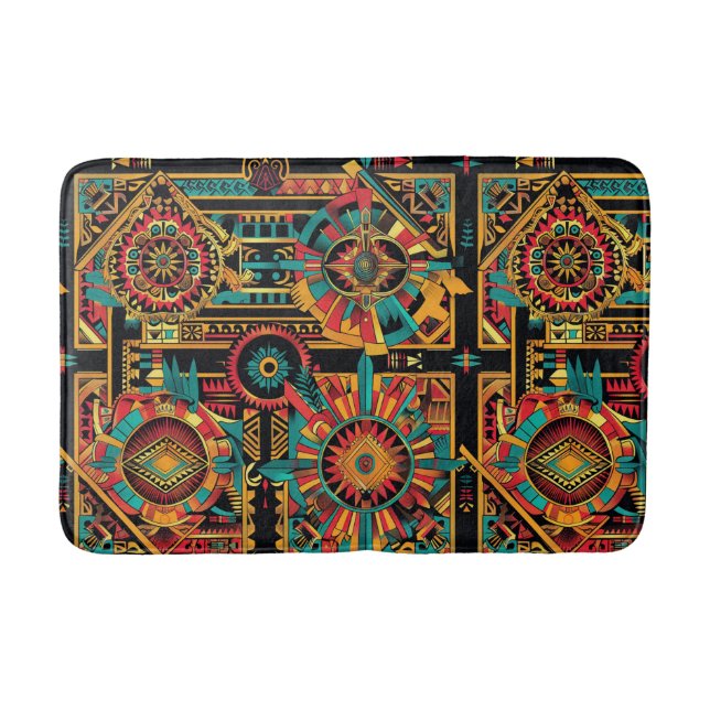 Alfombrilla De Baño Lush Cyan "Aztec Dream" Comfort Bath Mat (Anverso)