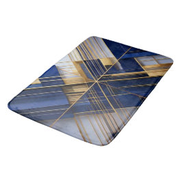 Alfombrilla De Baño Luxury Art Deco Navy & Gold Geometric Bath Mat