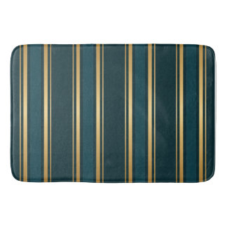 Alfombrilla De Baño Luxury Blue Green Gold Stripe Gift Wrap Pattern