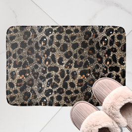 Alfombrilla De Baño Luxury Glitter Brown Black Gold Leopard Pattern