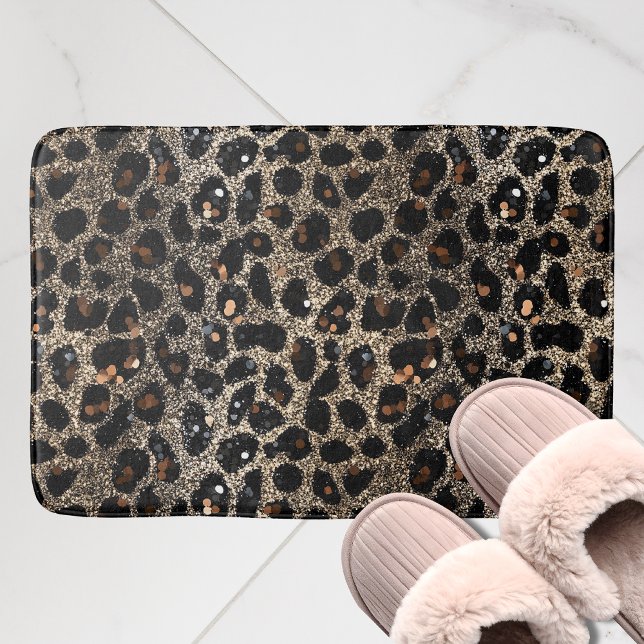 Alfombrilla De Baño Luxury Glitter Brown Black Gold Leopard Pattern (Subido por el creador)