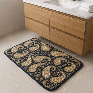 Alfombrilla De Baño Luxury Vintage Gold Ornate Paisley Persia Heritage