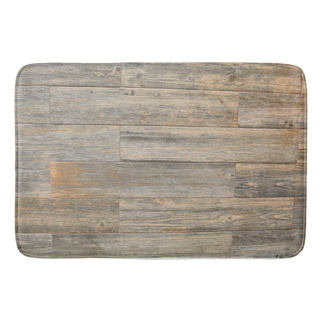 Alfombrilla De Baño Luz angustiada Placas de grano Rustic Wood (Anverso)