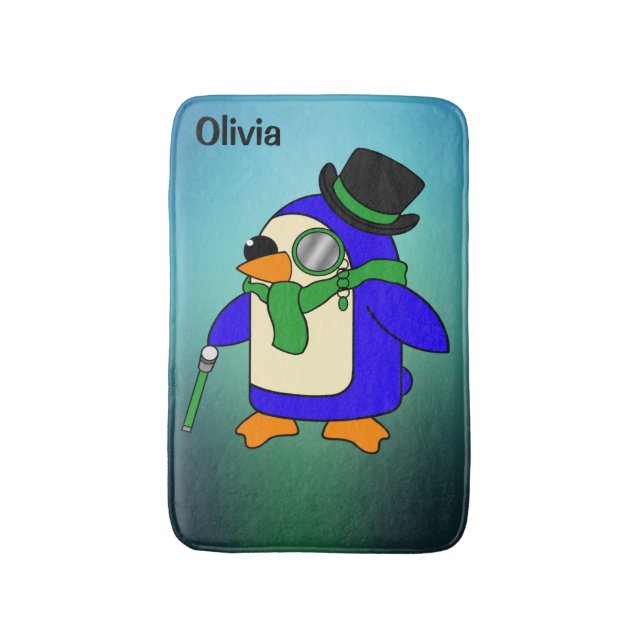 Alfombrilla De Baño Luz de pingüino personalizado suave verde esmerald (Frente vertical)