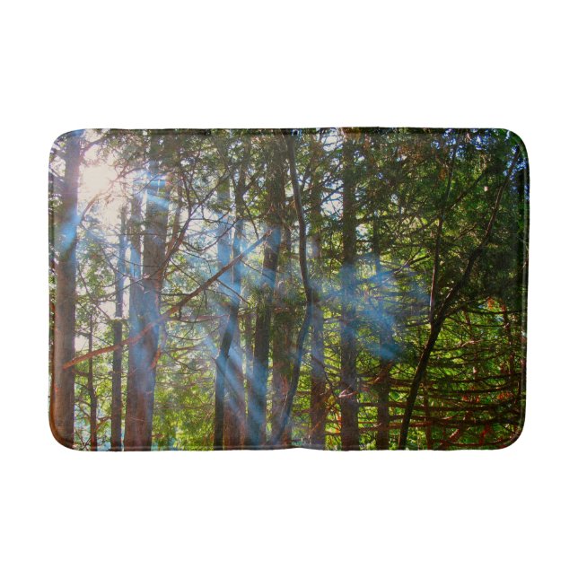 Alfombrilla De Baño Luz de sol atravesando los pinos (Anverso)