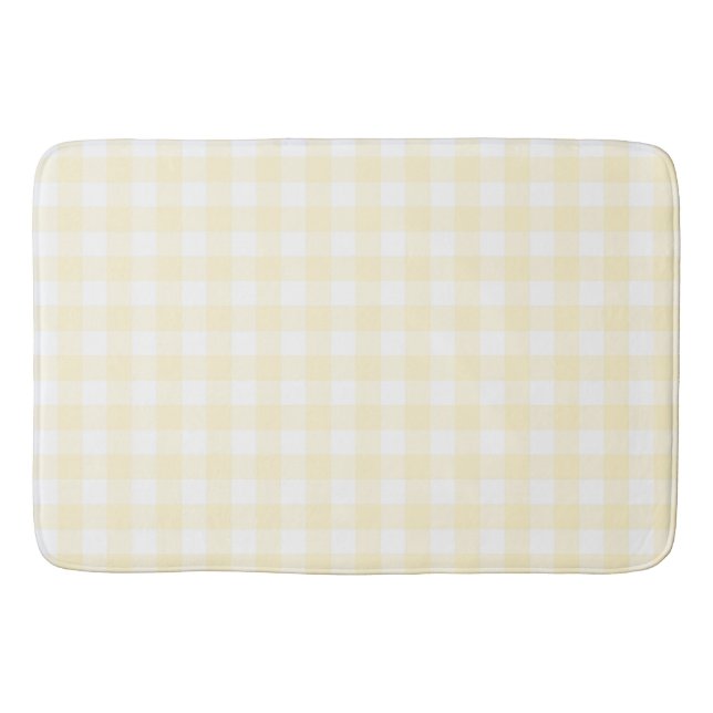 Alfombrilla De Baño Luz suave amarillo Gingham Buffalo Check Placa (Anverso)