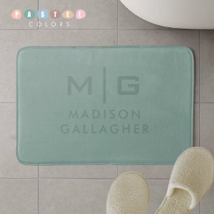 Alfombrilla De Baño Luz Suave Sólida Color Verde Musgo Pastel Sage