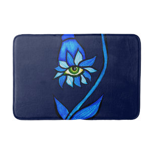 Alfombrilla De Baño Macabre Witchy Eye Flower Creepy Spooky Blue