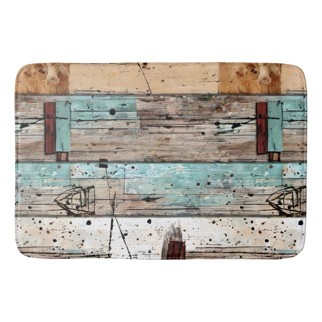 Alfombrilla De Baño Madera pintada en Guay (Anverso)