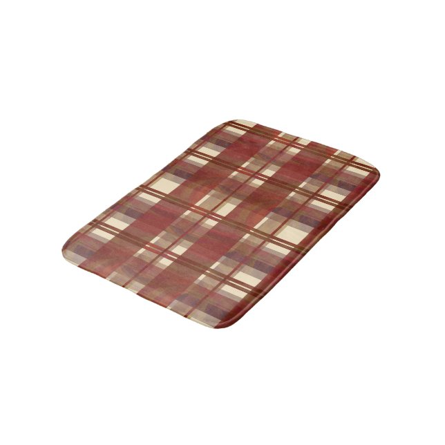 Alfombrilla De Baño Madrás Plaid Cae Rojo (Angular)