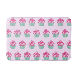 Alfombrilla De Baño Magdalenas rosadas lindas patrón rosa pastel