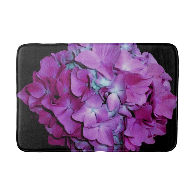 Alfombrilla De Baño Magenta Hydrangea floral rosa (Anverso)