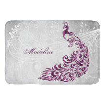 Magenta Peacock Personalizado Bath Mat
