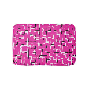 Alfombrilla De Baño Magenta Púrpura Rosa Negro Blanco Patrón