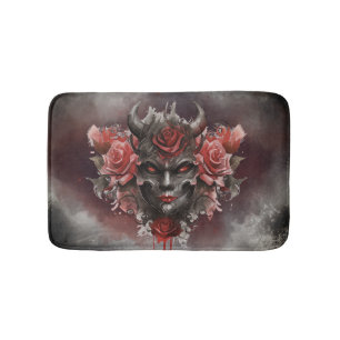 Alfombrilla De Baño Magia Demonio de cuerno oscuro con ojos rojos br
