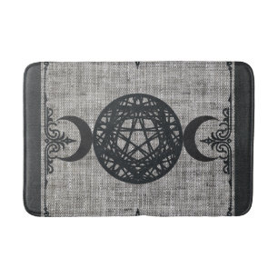 Alfombrilla De Baño Magia Negra Pentagrama Triple Luna Wiccano Antiguo