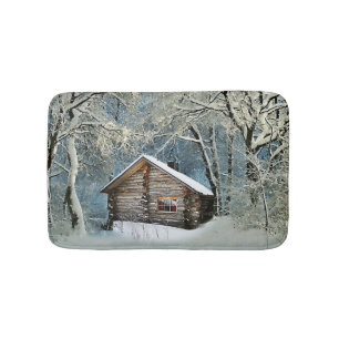 Alfombrilla De Baño Mágica de invierno de cabinas de registro rústico
