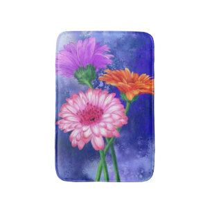 Alfombrilla De Baño Magníficas Gerberas de tres colores - Dibujo de ar