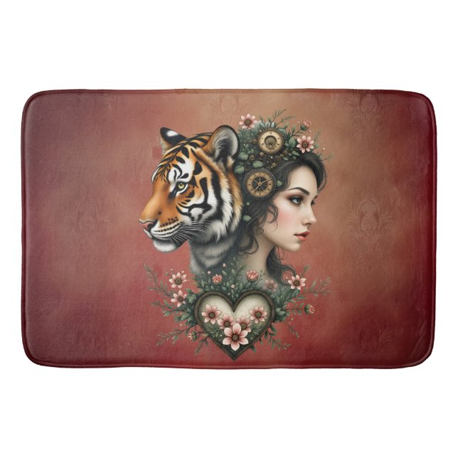 Alfombrilla De Baño Magnífico mundo floral de steampunk (Anverso)