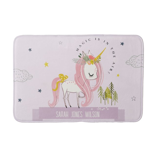 Alfombrilla De Baño Magnífico Unicornio morado princesa niños (Anverso)