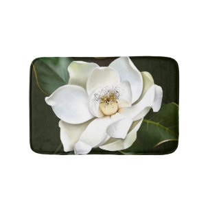 Alfombrilla De Baño Magnolia blanca cierra fondo verde