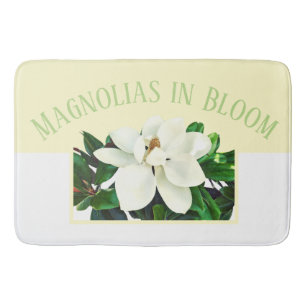 Alfombrilla De Baño Magnolia Bloom Amarillo grande y blanco