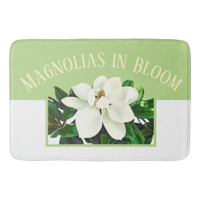 Alfombrilla De Baño Magnolia Bloom | Mat de baño verde grande (Anverso)