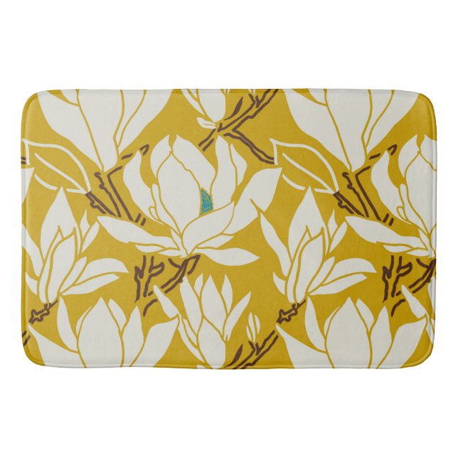 Alfombrilla De Baño Magnolia graphic in mustard pattern (Anverso)