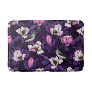 Alfombrilla De Baño Magnolia y pájaro del titmouse 4
