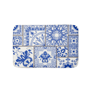 Alfombrilla De Baño Majólica victoriana: Patrón de mosaico de mosaico 