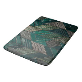 Alfombrilla De Baño Malaquita de Medianoche: Art Deco Moderno Verde Tu