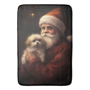 Alfombrilla De Baño Maltés con Santa Claus Festivo Navidad 
