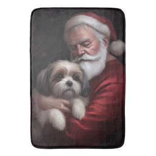 Alfombrilla De Baño Malti Tzu con Papá Noel Navideño Festivo