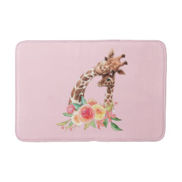 Alfombrilla De Baño Mamá y bebé Giraffe Cubierta acuarela