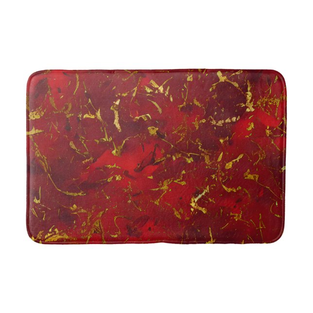 Alfombrilla De Baño Manchas Rojas y Doradas (Anverso)