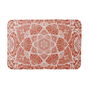 Alfombrilla De Baño Mandala anaranjada y blanca - Loergann en