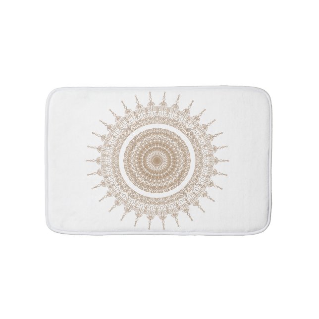 Alfombrilla De Baño Mandalá Bohemio Blanco Boho (Anverso)