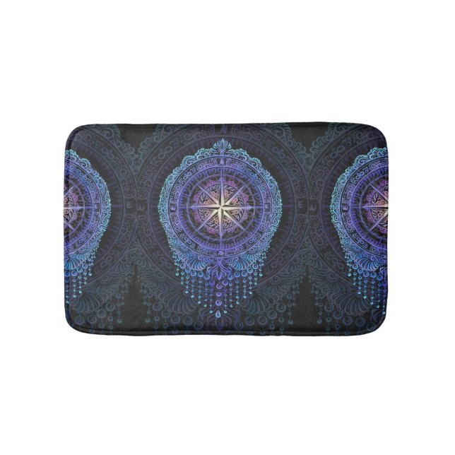 Alfombrilla De Baño Mandala de brújula celeste (Anverso)