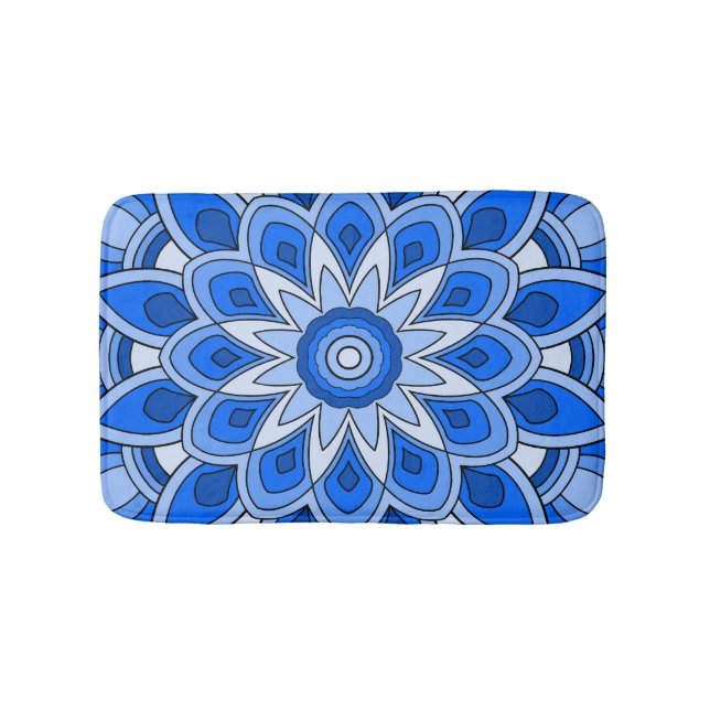 Alfombrilla De Baño Mandala en azul (Anverso)